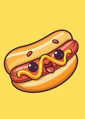Cartoon smiling Hot dog 