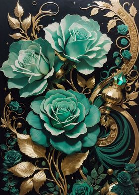 flower jade green tones