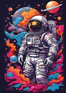 Neon Astronaut in Space