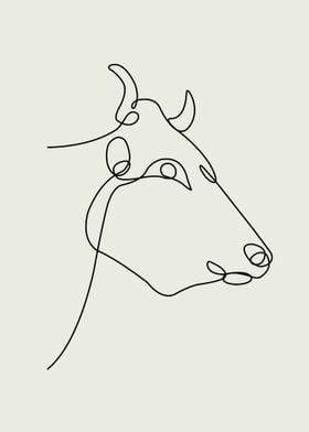 Cow Line Art Minimal