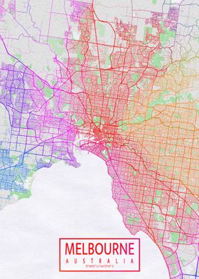 Melbourne Map Colorful