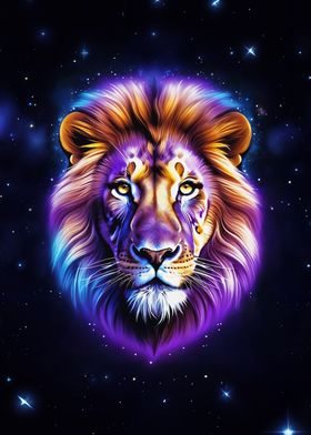 Lion head in space