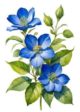 Watercolor Blue flowers