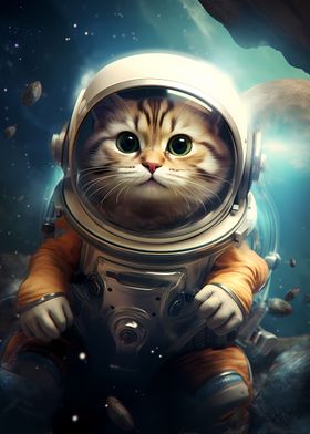 Astronaut Cat Animal Space