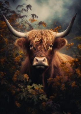 Highland Cow in Foliage