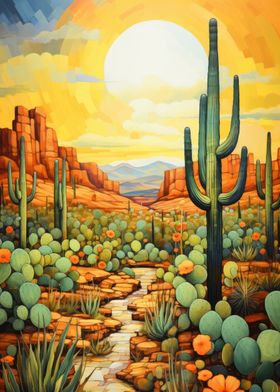 Cactus Desert Sunset