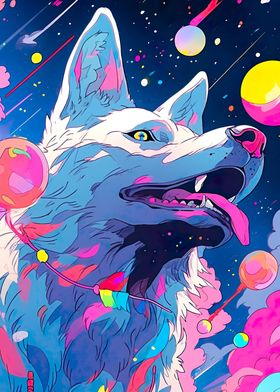 cute dog in space