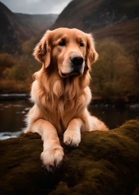 Golden Retriever in river