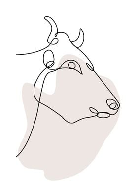 Cow Line Art Minimal