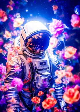 Astronaut with flowers