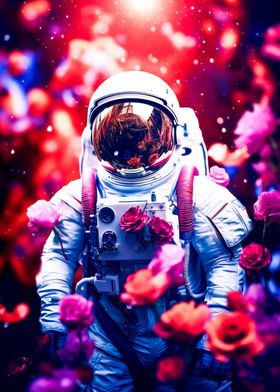 Astronaut with flowers