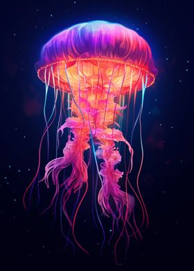 Psychedelic Neon Jellyfish