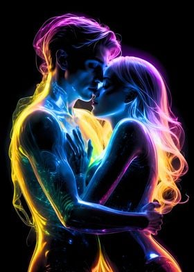 Colorful Couple Hugging