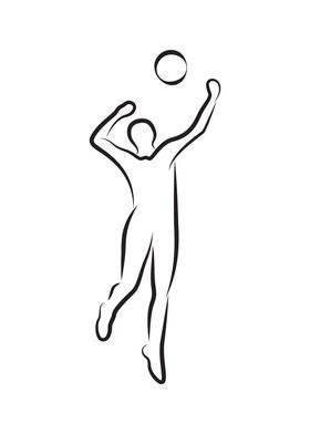 line art volleyball action