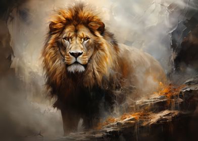 Lion in earth tones art