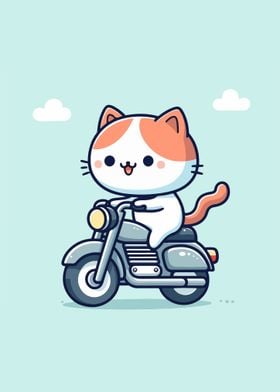 Cat Riding a Motorbike