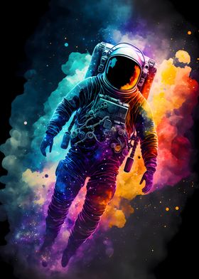 Neon Astronaut in Space