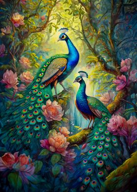 Two beautiful peacock