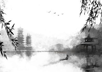 The Town Lake Japanese art