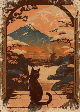 Cute cat landscape