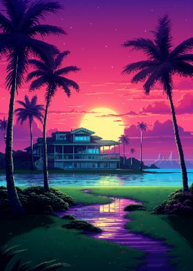 Hawaii Maui Pixel Art