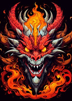 King Fire Dragon In Flames