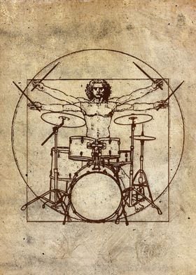 Vitruvian Rock Drummer Man
