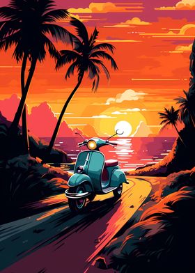 Aesthetic Vespa at Sunset