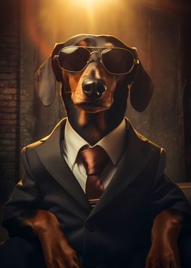 Dachshund Dog Suit Tie