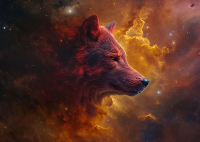 Red Cosmic Nebula Wolf