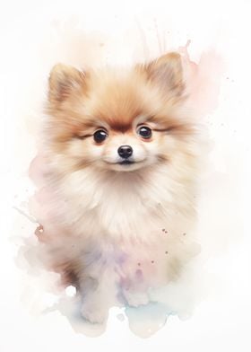Pomeranian watercolor