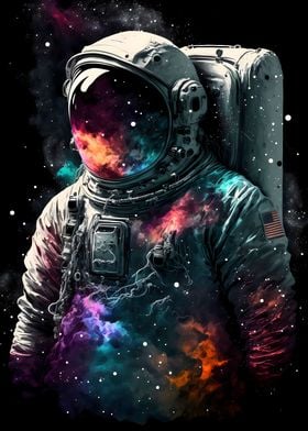 Neon Astronaut in Space