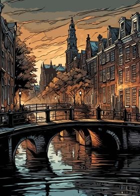 Amsterdam bridge vintage