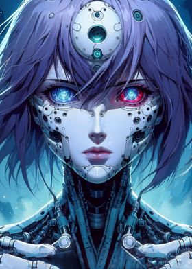 Cyborg with colored eyes