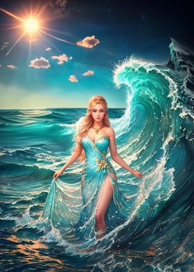 Aphrodite in Sea waves