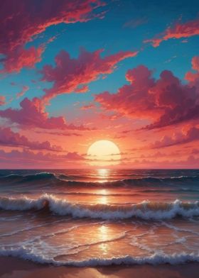 beach Sunset waves