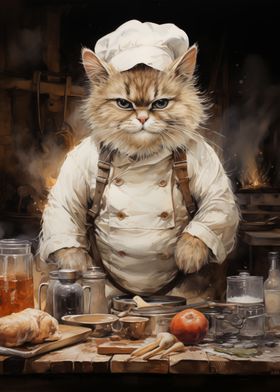 angry cook cat