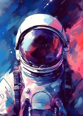 Neon Astronaut in Space