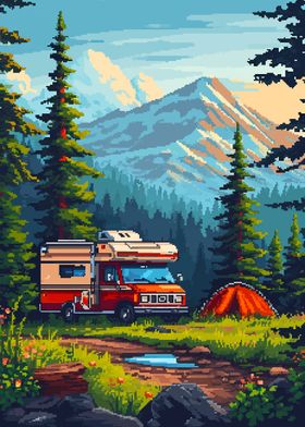 Alaska Camping Pixel Art