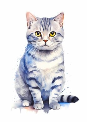 Watercolor Shorthair Cat