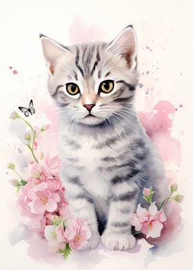 Watercolor Kitten Cat Pet