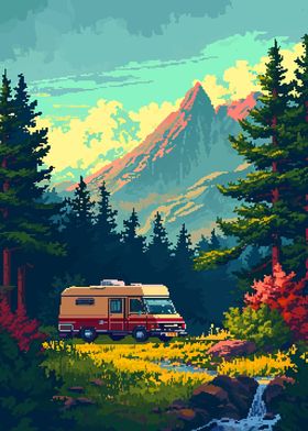 Mountain Camp Pixel Art