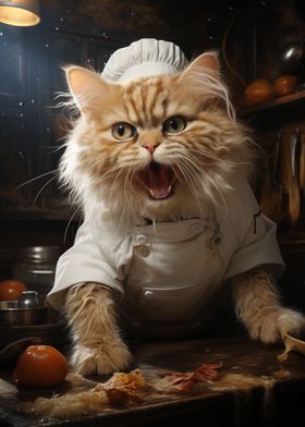 angry chef cat cooking