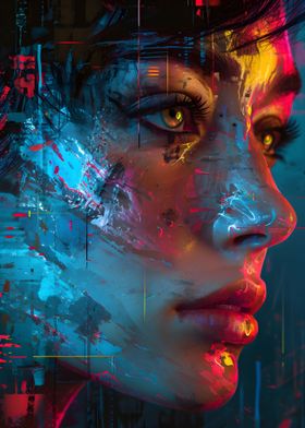 Cyberpank Deco Woman Art
