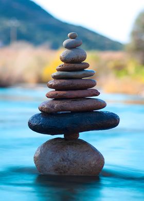 Balance Cairn stones Tree