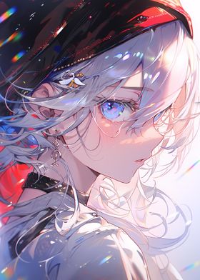 colorful eyes anime girl