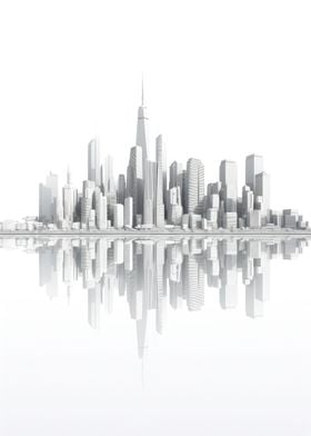 White Cityscape Reflection