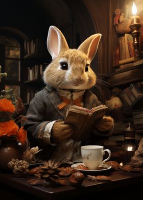 Rabbit Drinking Tea