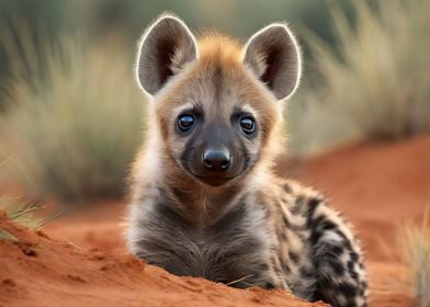 Hyena Cub In The Savannah