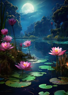 Lotus Flower at Sunset